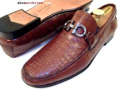 Ferragamo FAVORITO Genuine Alligator Skin Mens Shoes Loafers