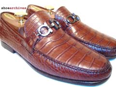 Ferragamo FAVORITO Genuine Alligator Skin Mens Shoes Loafers